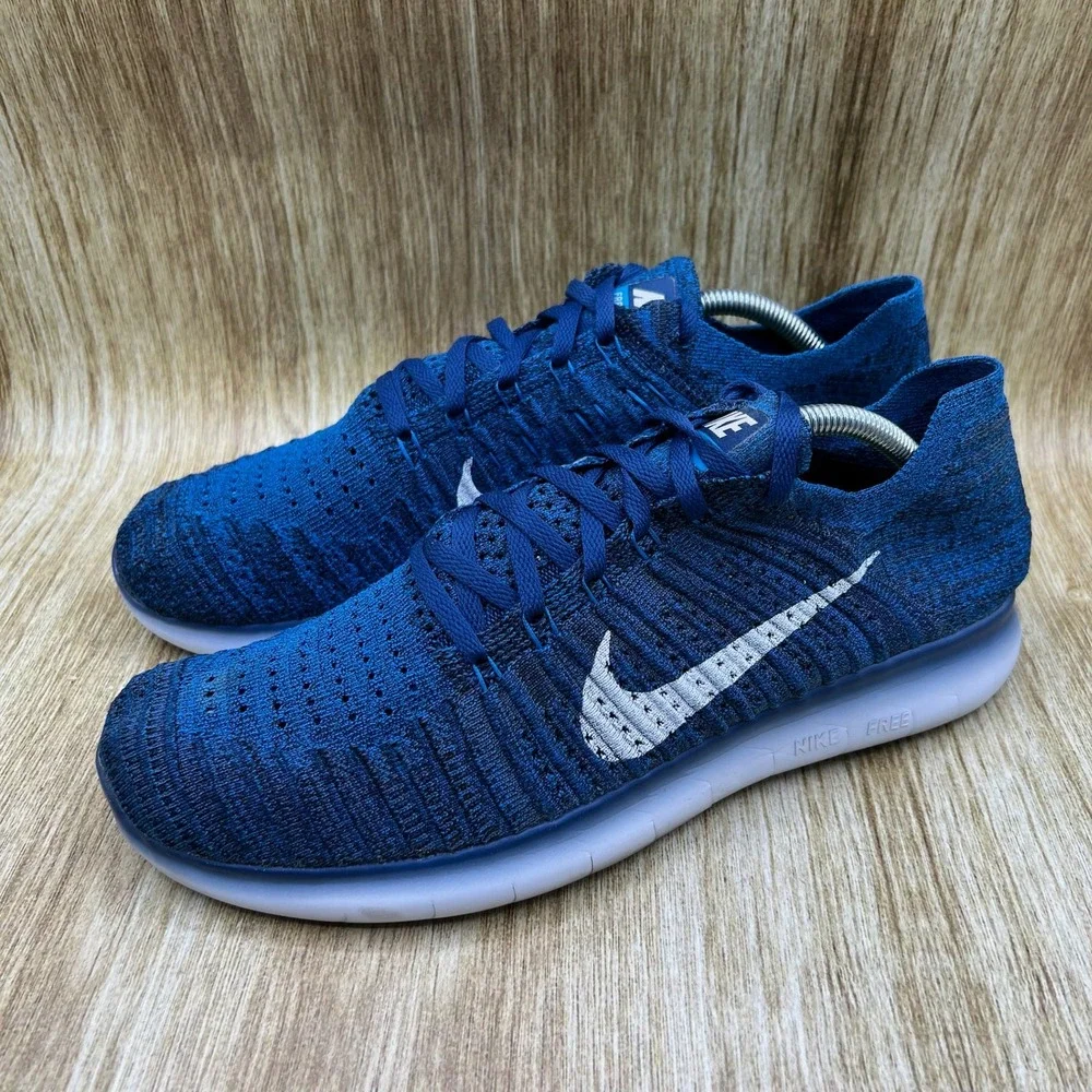 Nike Free RN Flyknit Men's Size 11 Blue Running Shoes Sneakers 831069-406